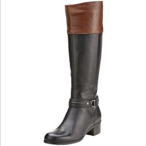 Bandolino Leather Riding Boots, Brown and Black, Size 9
